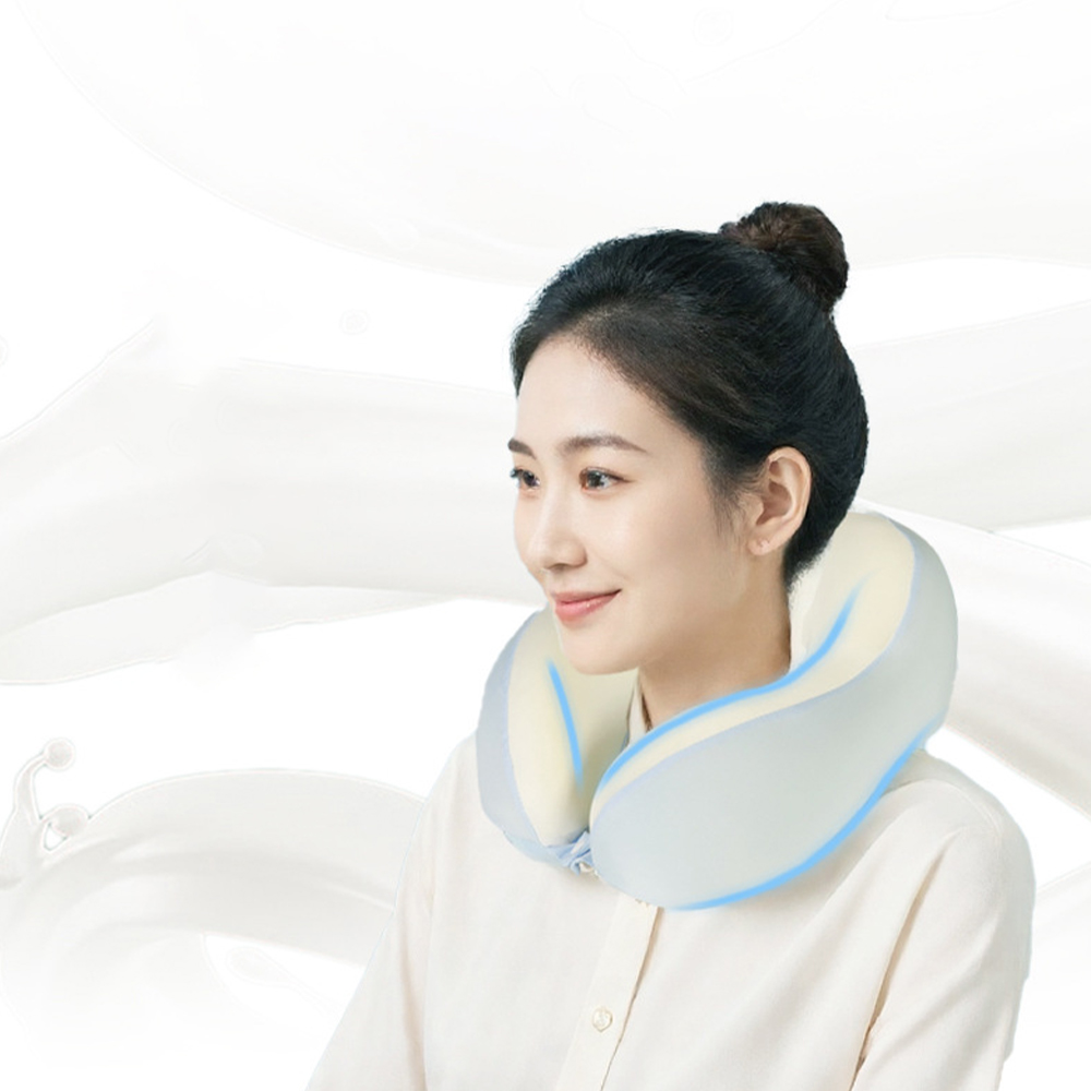 Cuscino cervicale a U in memory foam seta latte